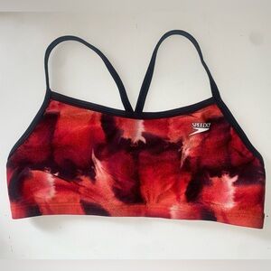 Vintage Speedo Women's Red Tie-Dye Sport Bikini Top